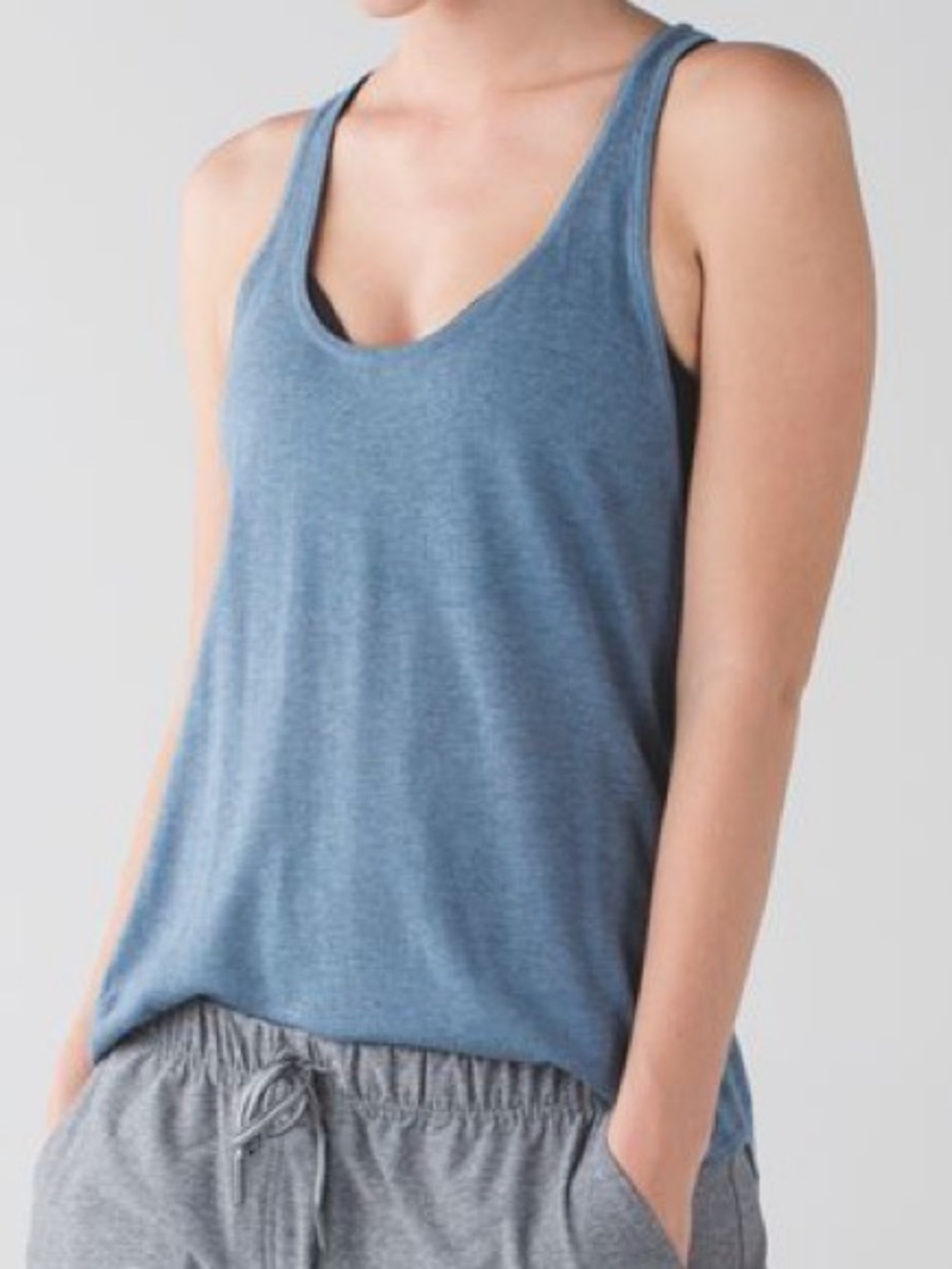Lululemon Daya Knit Tank - Heathered Blue Denim Cashmere -Blend Top